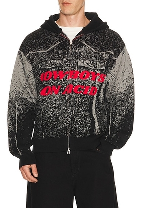 Pleasures Acid Cowboy Knitted Hoodie in Black - Black. Size L (also in M, S, XL/1X).