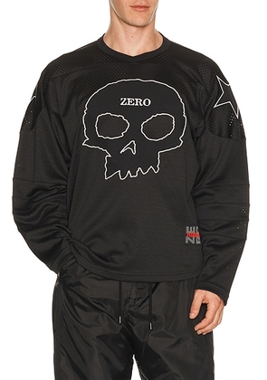 Pleasures x Zero Skateboards Jamie Hockey Jersey in Black - Black. Size L (also in M, S, XL/1X).