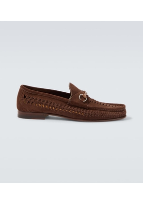 Gucci Bamboo Horsebit woven suede loafers