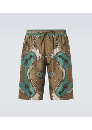 Dolce&Gabbana Printed silk twill shorts