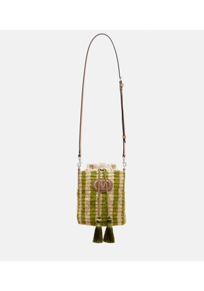 Valentino Garavani VLogo Mini striped raffia tote bag
