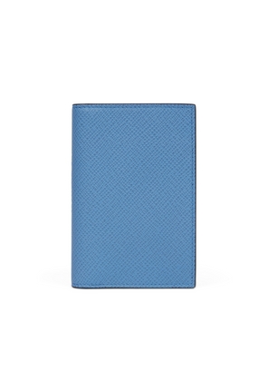 Smythson 6 Card Slot Folded Card Holder In Panama In Nile Blue
