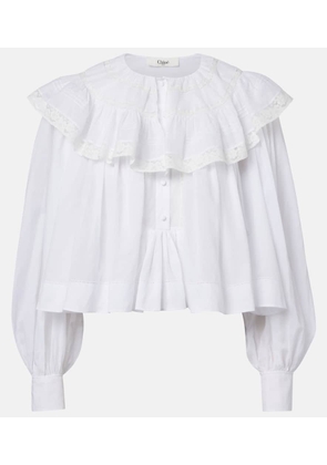 Chloe Lace-trimmed cotton voile blouse