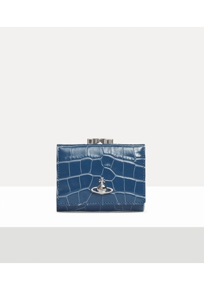 Vivienne Westwood Small Frame Wallet Emboss Croc Leather Blue One Size Women