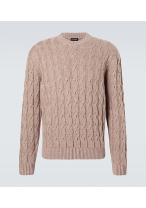 Zegna Cable-knit linen, cashmere, and silk sweater