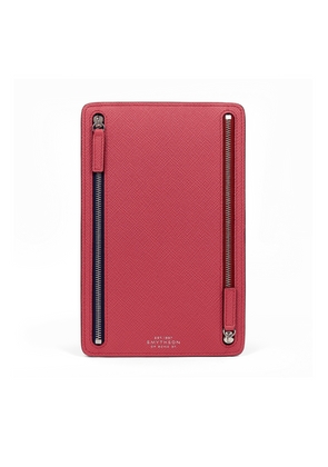 Smythson Multi-Zip Case In Panama In Raspberry