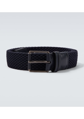 Zegna Braided leather-trimmed belt