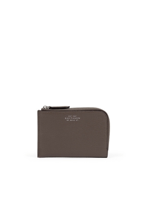 Smythson Small Flat Pouch In Ludlow In Dark Taupe
