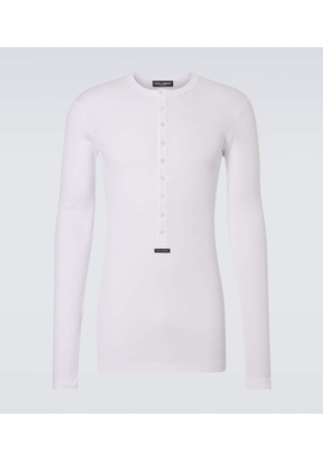 Dolce&Gabbana Ribbed-knit cotton Henley shirt
