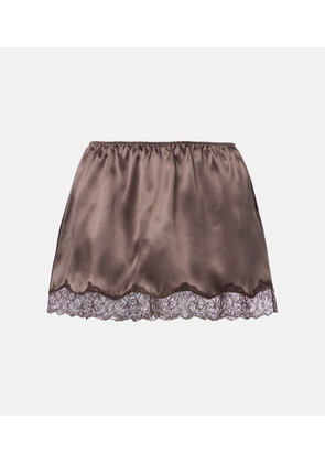 Magda Butrym Lace-trimmed silk satin miniskirt