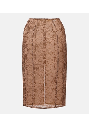 Acne Studios Floral lace midi skirt