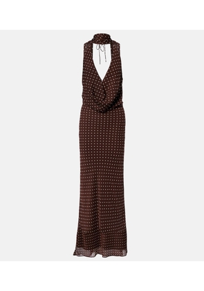 Rotate Polka-dot halterneck maxi dress