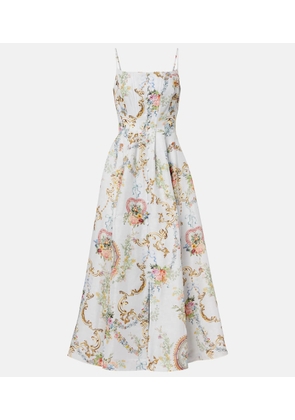 Camilla Printed linen and silk bustier dress
