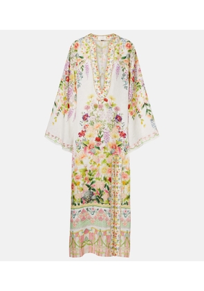 Camilla Cutout floral linen kaftan