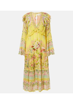Camilla Printed ruffled silk chiffon midi dress