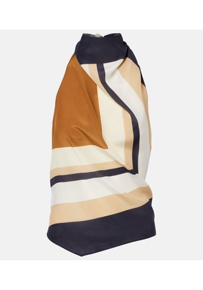 SIR Printed halterneck silk top