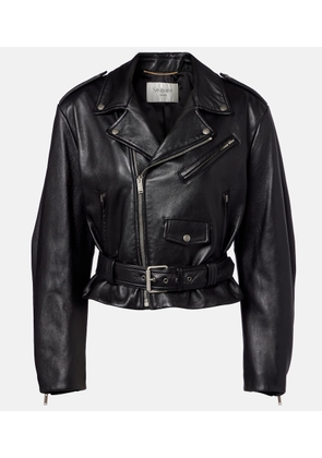 Saint Laurent Cropped leather biker jacket
