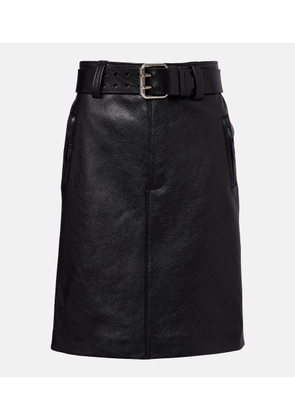 Saint Laurent Belted leather pencil skirt