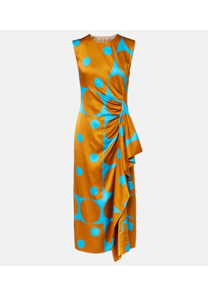 Dries Van Noten Draped printed satin midi dress