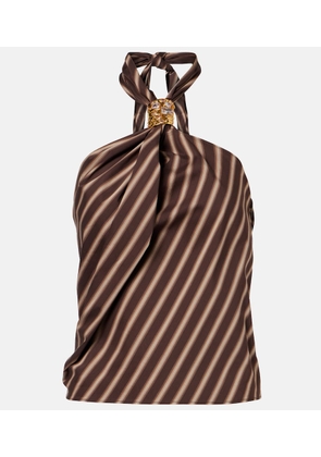 Jacques Wei Gathered striped cotton-blend top