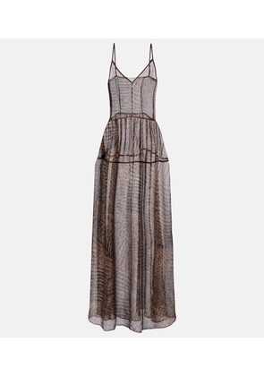 Jacques Wei Printed semi-sheer silk maxi dress