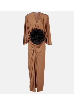 Jacques Wei Floral-applique jersey maxi dress