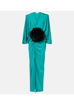 Jacques Wei Floral-applique jersey maxi dress