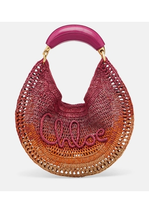 Chloe Summer Banana Medium raffia shoulder bag