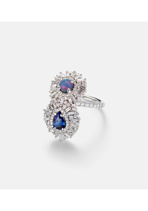 Suzanne Kalan 18kt white gold (750/1000) ring with gemstones