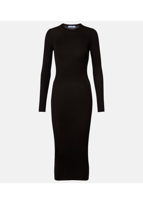 Prada Ribbed-knit virgin wool midi dress