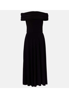 Norma Kamali Draped off-shoulder midi dress