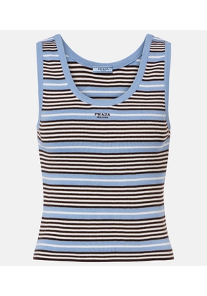 Prada Striped cotton-blend tank top