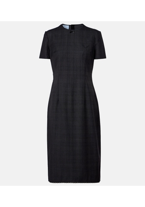 Prada Checked virgin wool midi dress