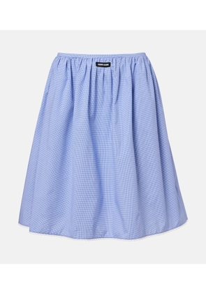 Miu Miu Gingham lace-trimmed cotton midi skirt