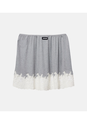 Miu Miu Lace-trimmed silk miniskirt