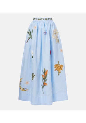 Agua by Agua Bendita Tangelo applique linen maxi skirt