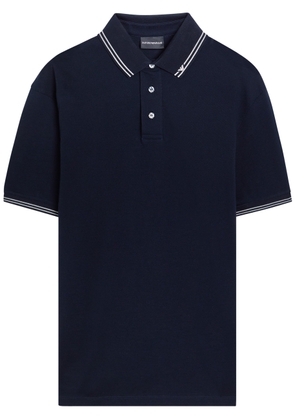 Emporio Armani Piqué Stretch-cotton Polo Shirt - Navy - M