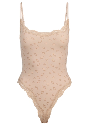 Skims Printed Lace-trim Stretch-jersey Bodysuit - Multicoloured - S (UK8-10)