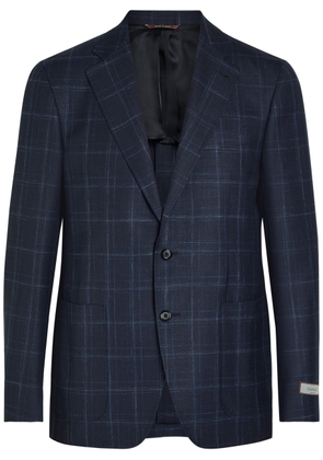 Canali Plaid Wool-blend Blazer - Navy - 48 (IT48 / M)