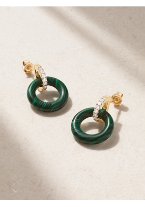 Mateo - Door Knockers 14-karat Gold, Malachite And Diamond Hoop Earrings - Green - One size