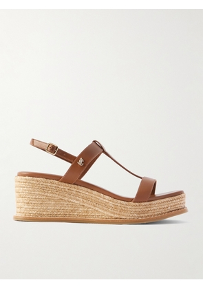 Jimmy Choo - Theia 60 Leather Espadrilles Wedge Sandals - Brown - IT36,IT36.5,IT37,IT37.5,IT38,IT38.5,IT39,IT39.5,IT40,IT40.5,IT41,IT41.5,IT42,IT43