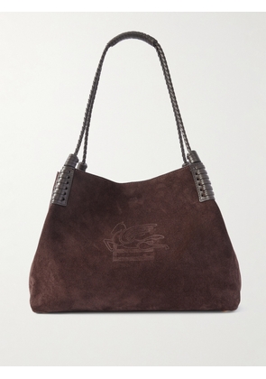 Etro - Libra Leather-trimmed Suede Tote - Brown - One size