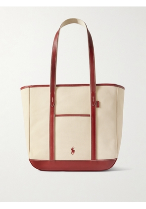 Polo Ralph Lauren - Medium Leather-trimmed Cotton-blend Canvas Tote - Red - One size