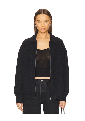 Aya Muse Knit Zip Up Jacket With Collar in Black. Size XS. Also in M.