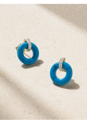 Mateo - Donut 14-karat Yellow And White Gold, Turquoise And Diamond Earrings - Blue - One size