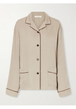 The Row - Clarinda Piped Silk Shirt - Neutrals - US0,US2,US4,US6,US8,US10,US12
