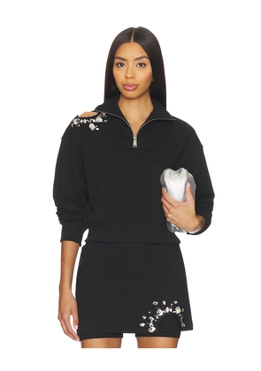 AREA Cutout Quarter Zip Sweatshirt in Black. Size XS. Also in M.