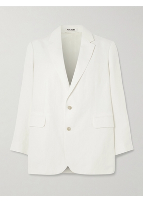 Auralee - Oversized Wool, Cotton And Linen-blend Oxford Blazer - Off-white - 0,1,2