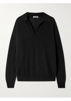 Auralee - Cashmere And Silk-blend Polo Sweater - Black - 0,1,2