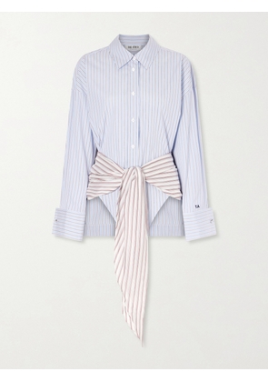 The Attico - Belted Striped Cotton-poplin Mini Dress - Blue - IT36,IT38,IT40,IT42,IT44,IT46